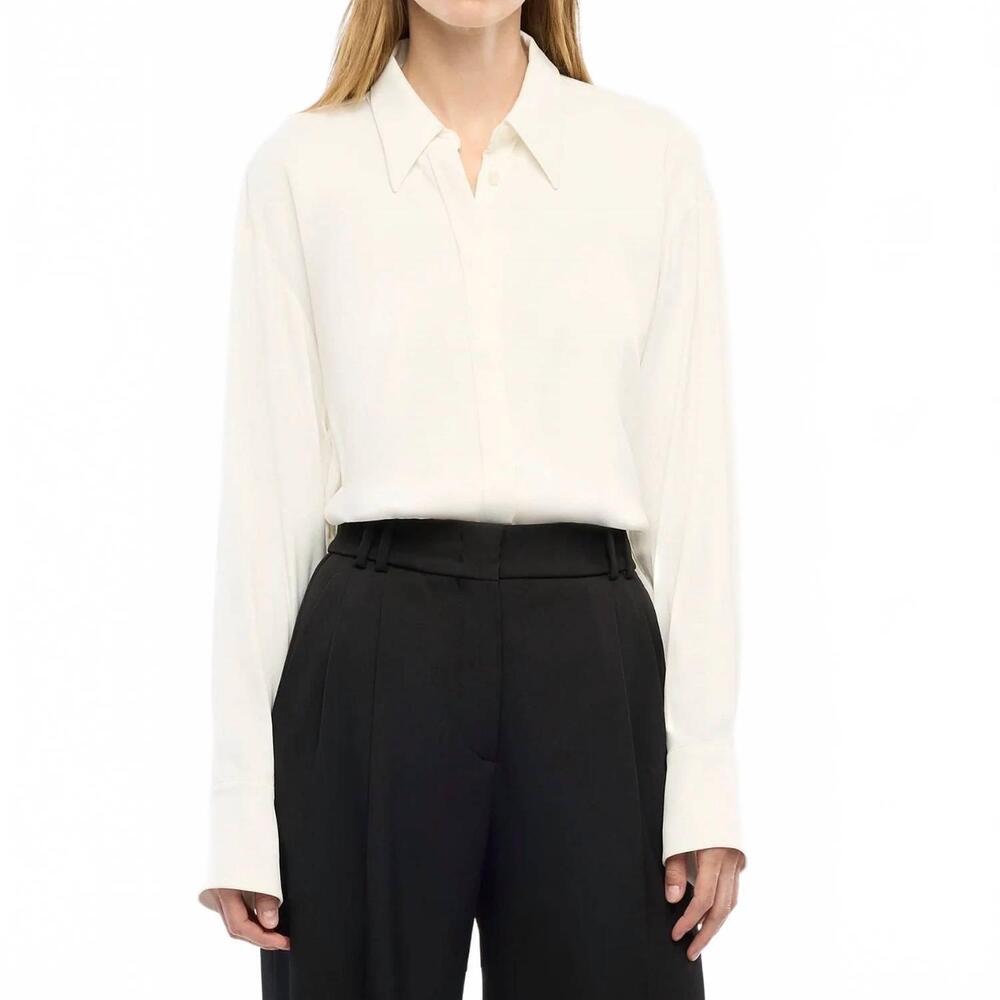 NEW ANOTHER TOMORROW bias button side shirt in white